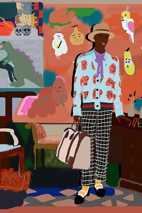 Santiago Paredes: Atelier Portrait Silk Scarf - Ms.Meri Mak