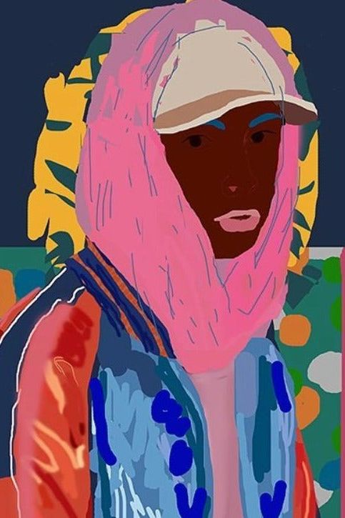 Santiago Paredes: Dangelo Portrait Silk Scarf - Ms.Meri Mak