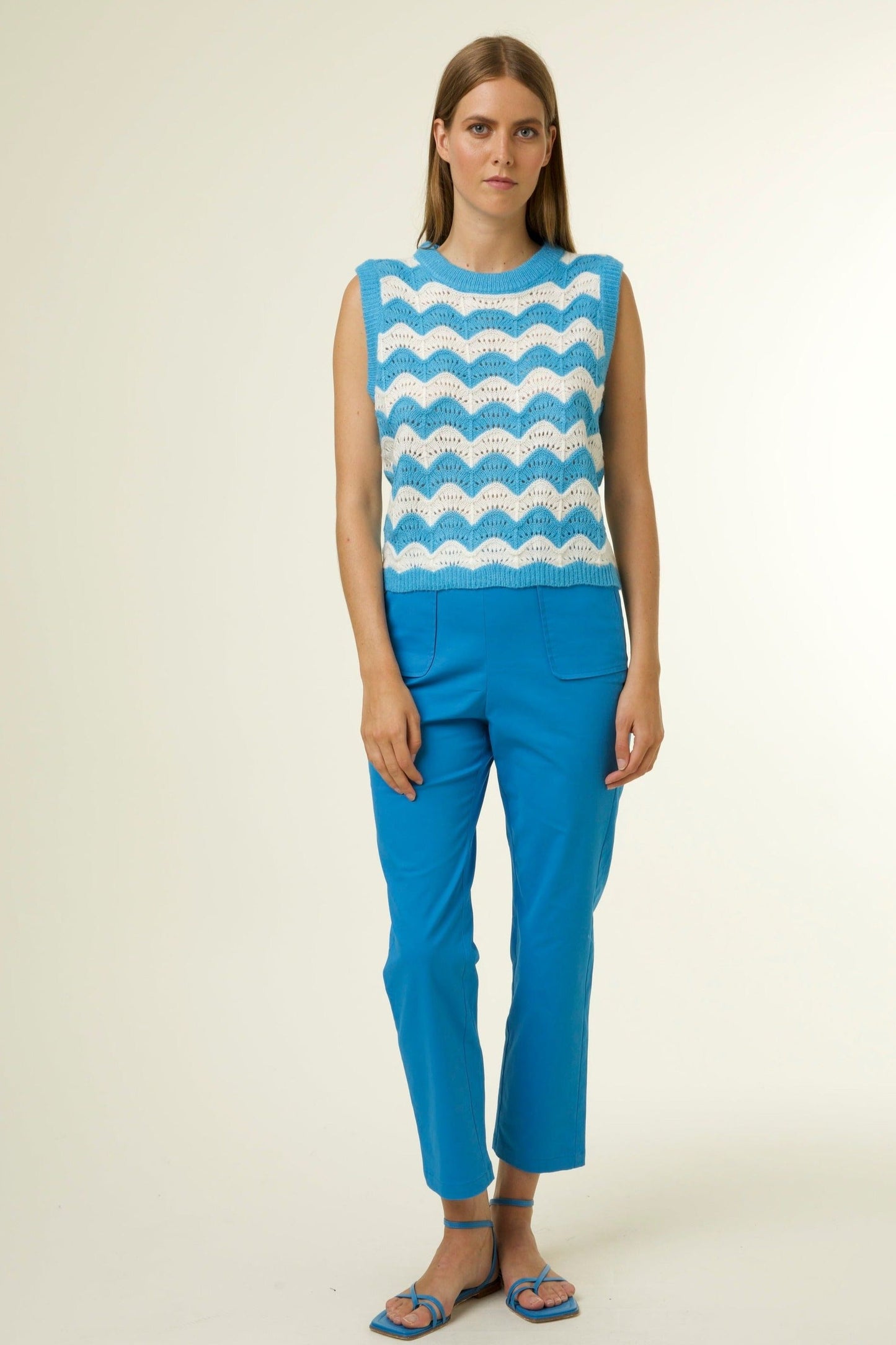 Clea Blue Wave Sweater Vest - Ms.Meri Mak