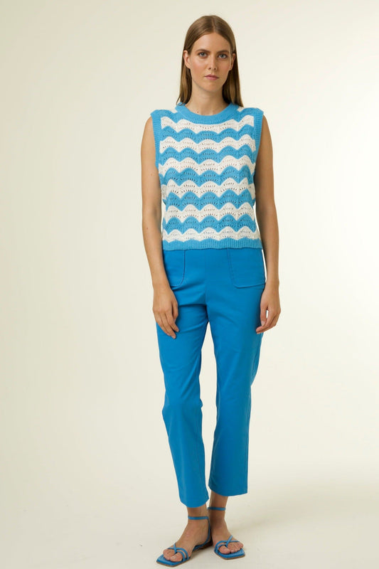 Clea Blue Wave Sweater Vest - Ms.Meri Mak