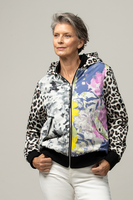 Floral print 2025 bomber jacket womens