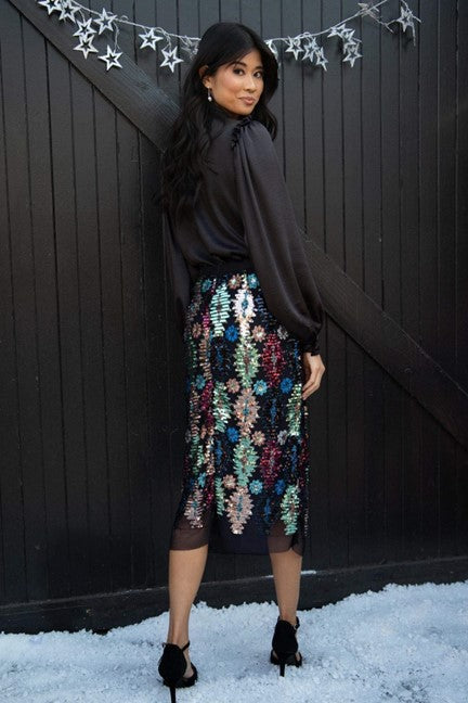 Elisha Tribal Shine Midi Skirt - Ms.Meri Mak
