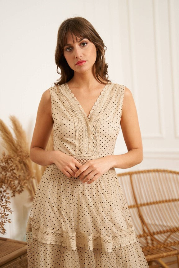 Aali Tiered Tulle Midi Dress - Ms.Meri Mak