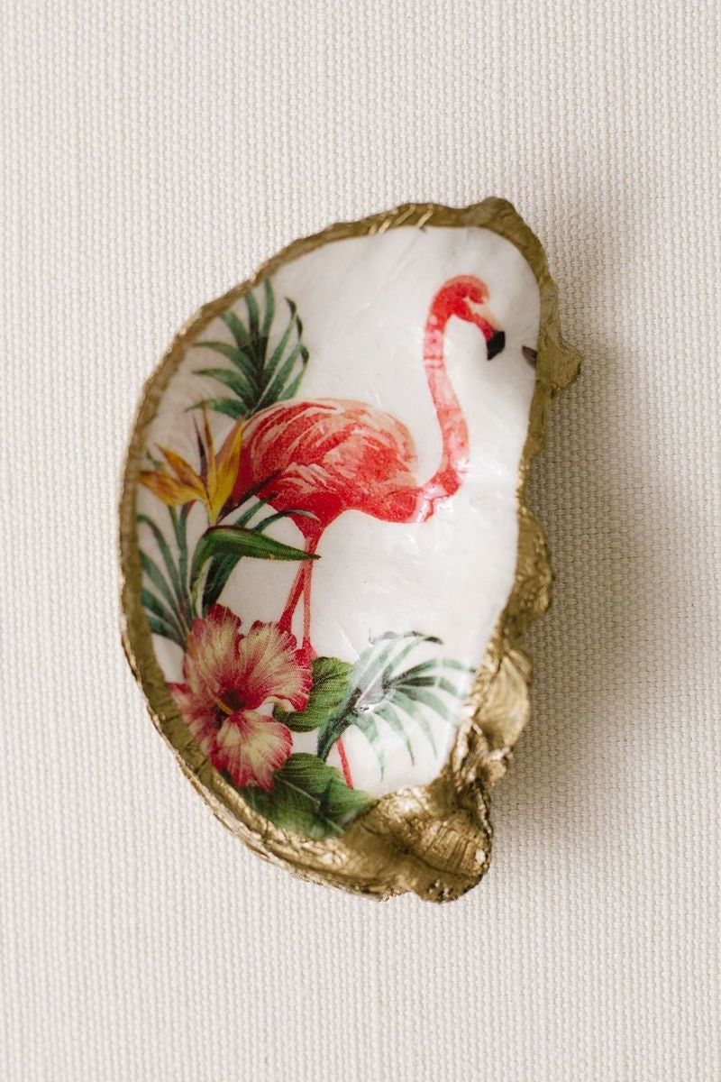 Tropical Decoupage Oyster Ring Dish - Ms.Meri Mak