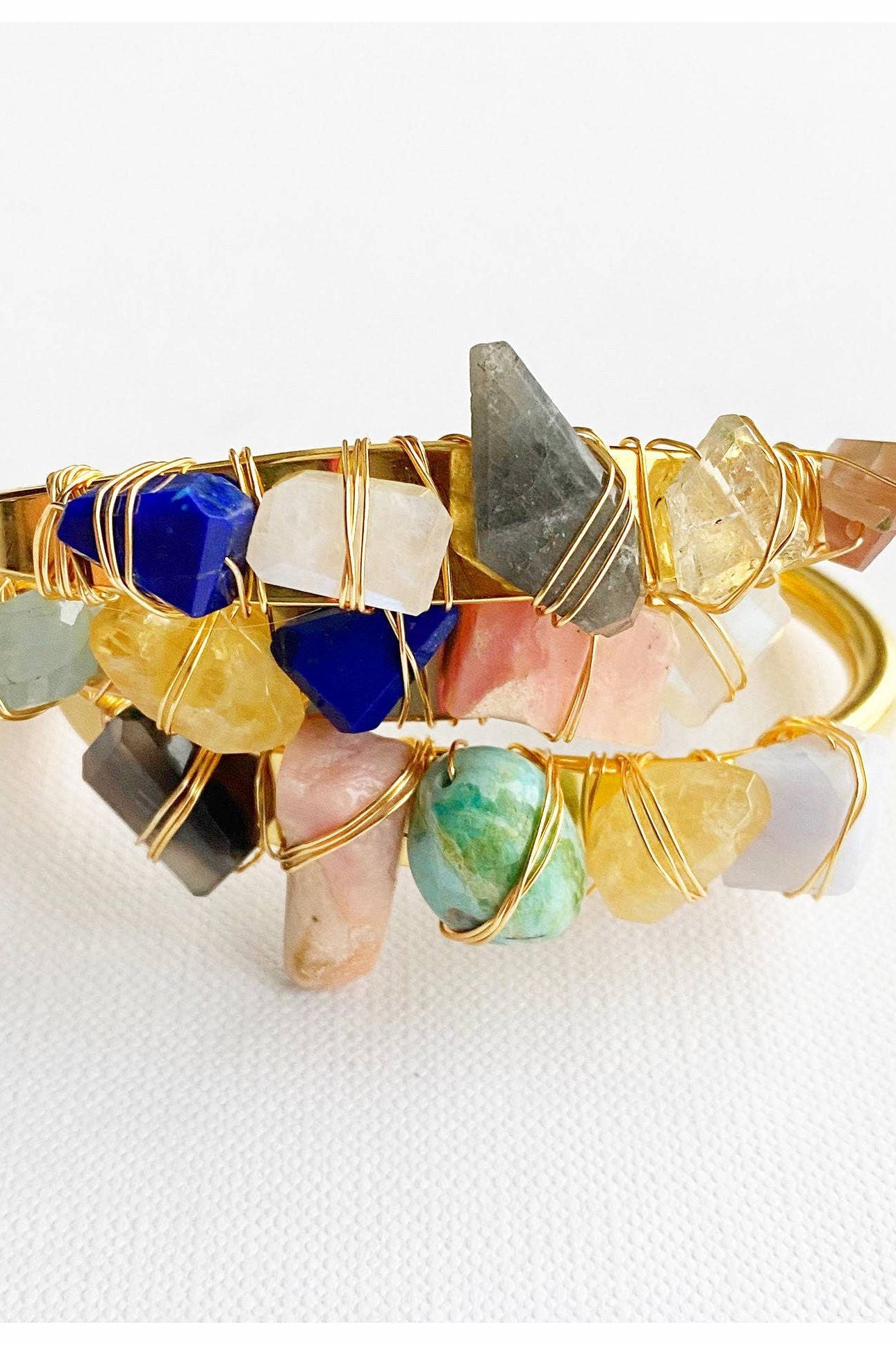 Crystal Cuff- Gem Stone Bracelet - by Etymology Jewelry - Ms.Meri Mak