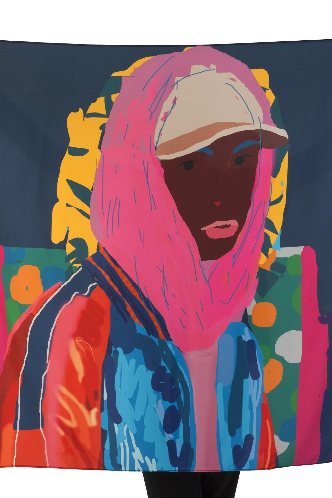 Santiago Paredes: Dangelo Portrait Silk Scarf - Ms.Meri Mak