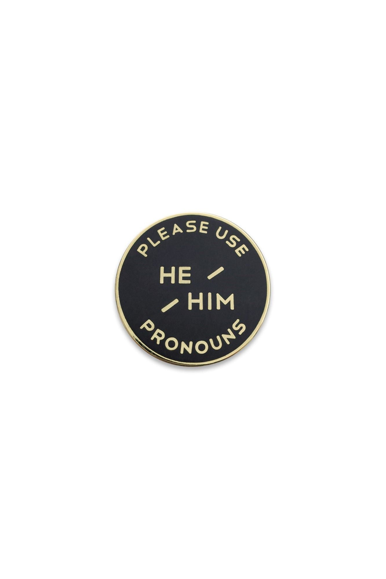 She / Her || They/Them Enamel Pronoun Pin: Black & Gold -Small - Ms.Meri Mak