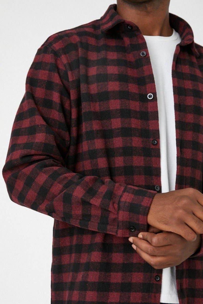 Michael Plaid Flannel Shirt Red and Black