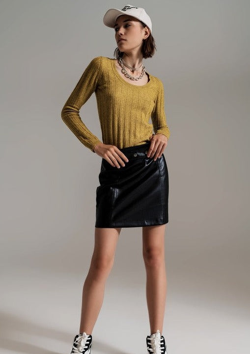 Faux-Leather Mini Skirt - Ms.Meri Mak