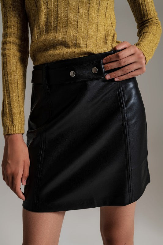 Faux-Leather Mini Skirt - Ms.Meri Mak