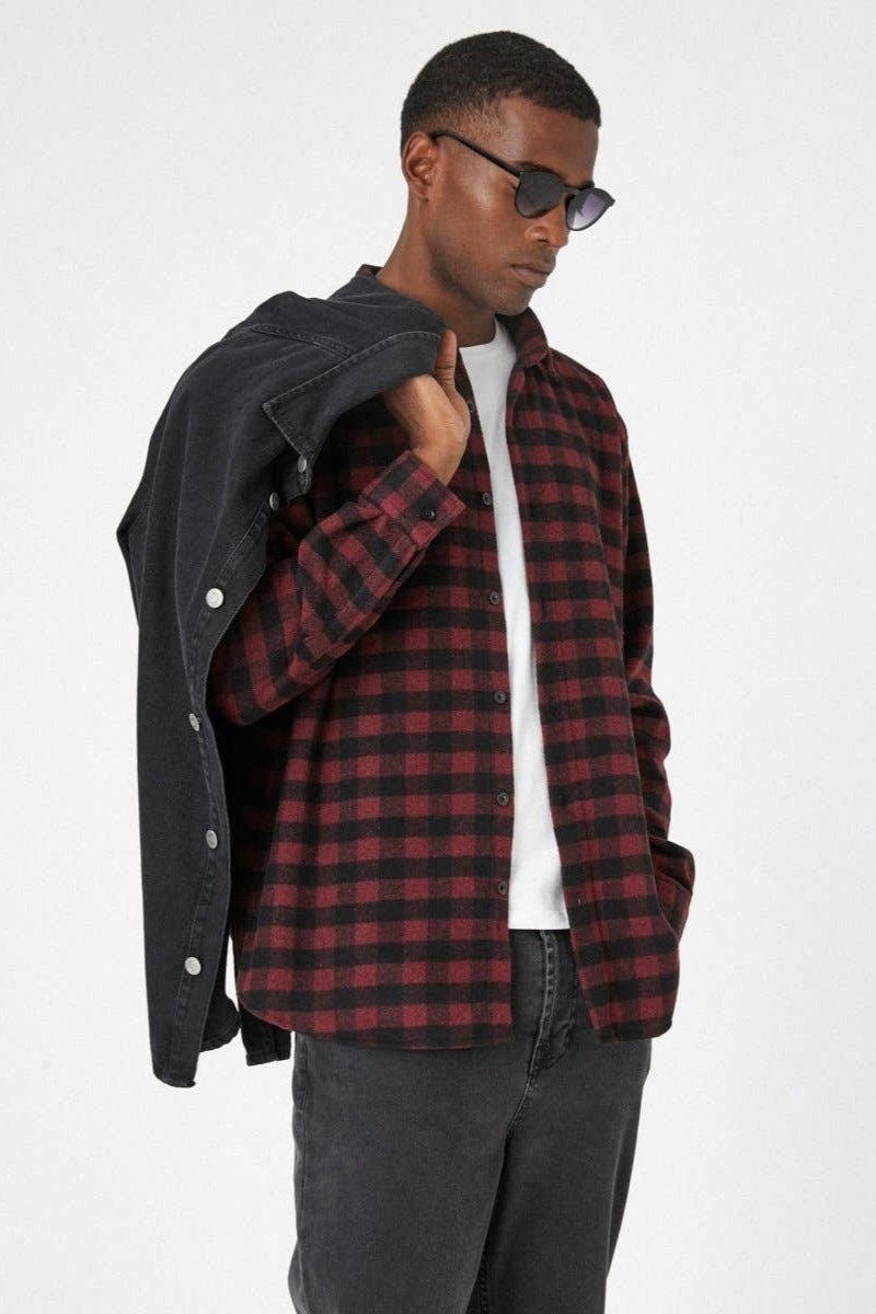 Michael Plaid Flannel Shirt Red and Black