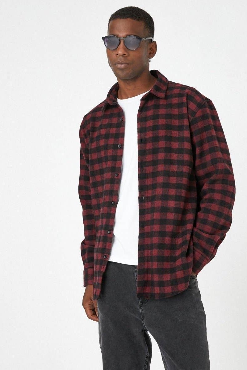 Michael Plaid Flannel Shirt Red and Black