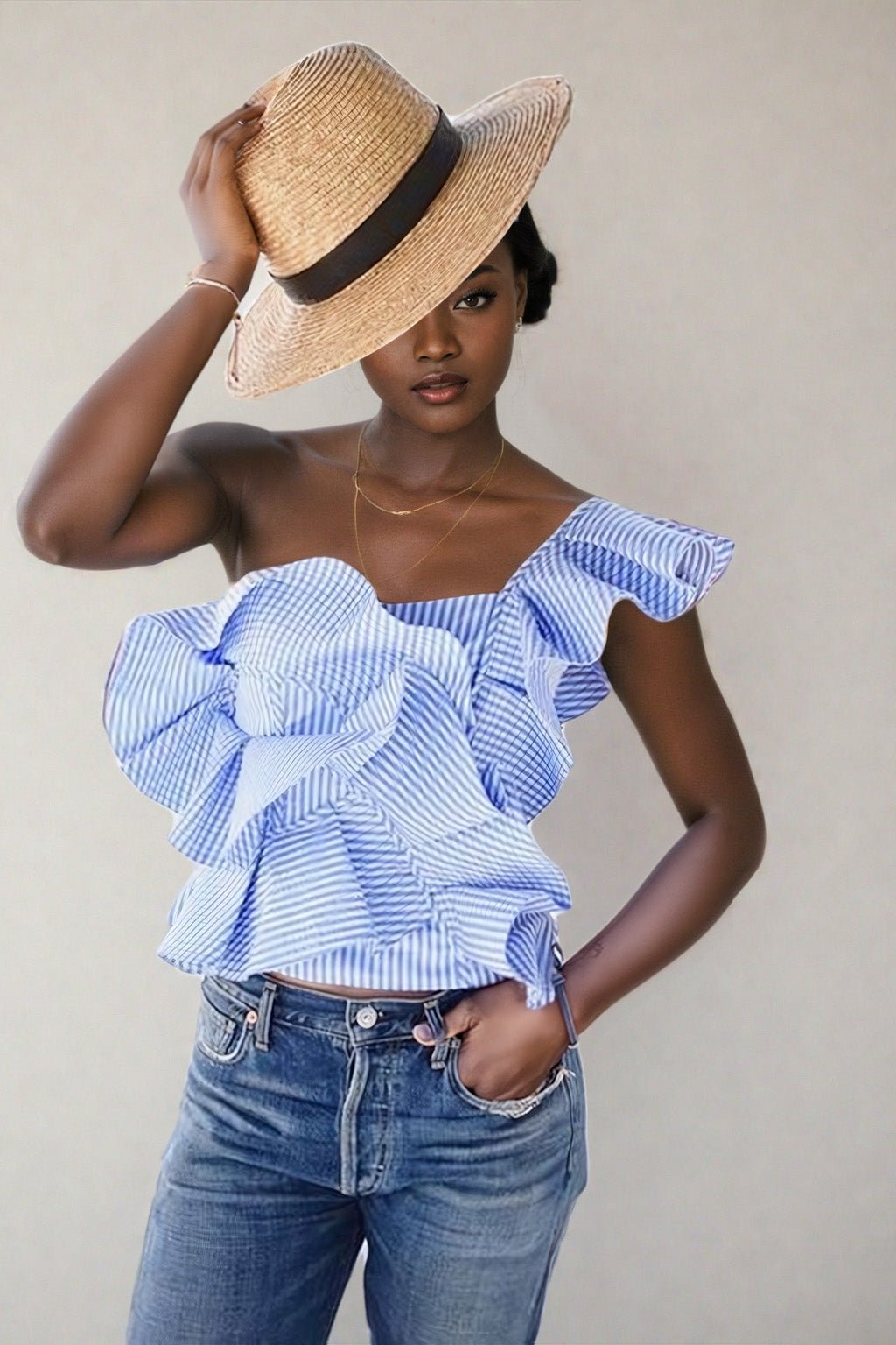 Michelle Ruffle Shoulder Top - Ms.Meri Mak