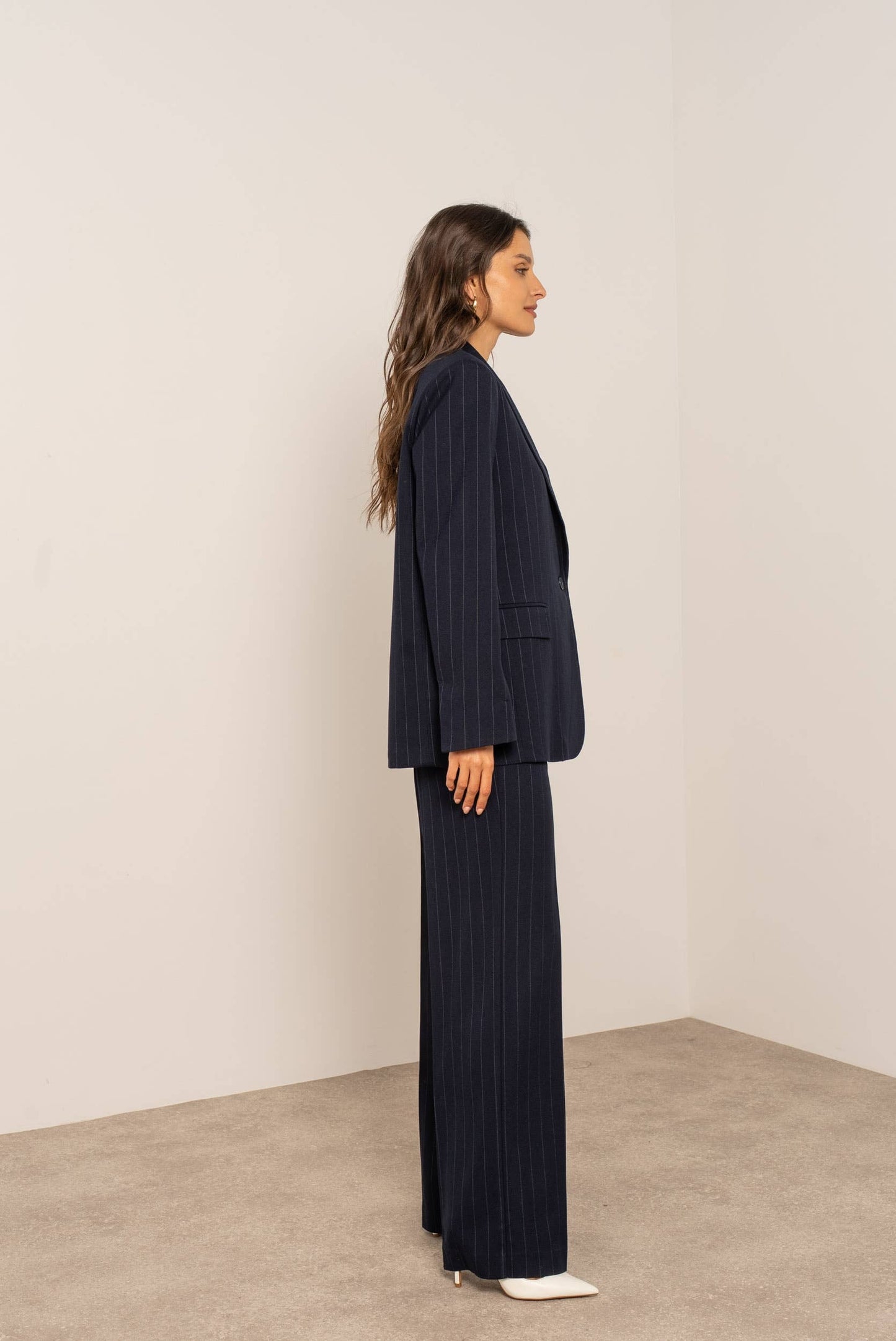 Pinstripe Navy Blazer