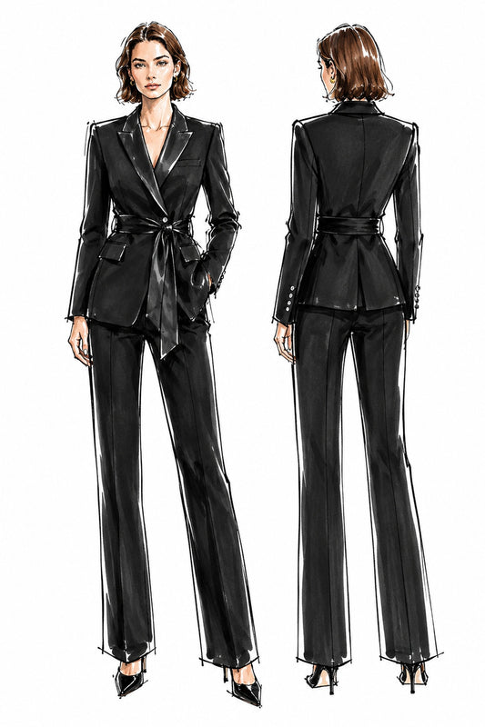Blazer à revers satinés en précommande, disponible en noir et blanc | Niveau trois | Atelier