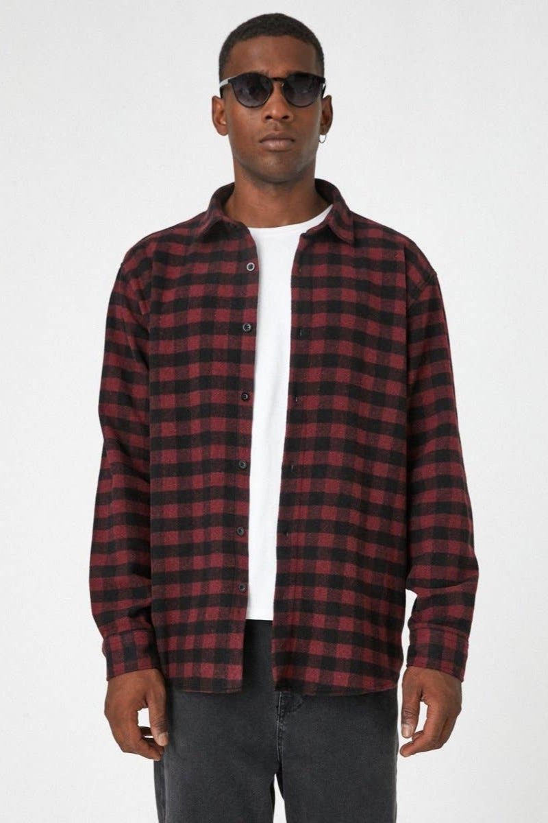 Michael Plaid Flannel Shirt Red and Black