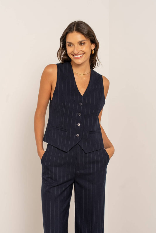Slim-fit Tuxedo Vest in Pinstripe Wool