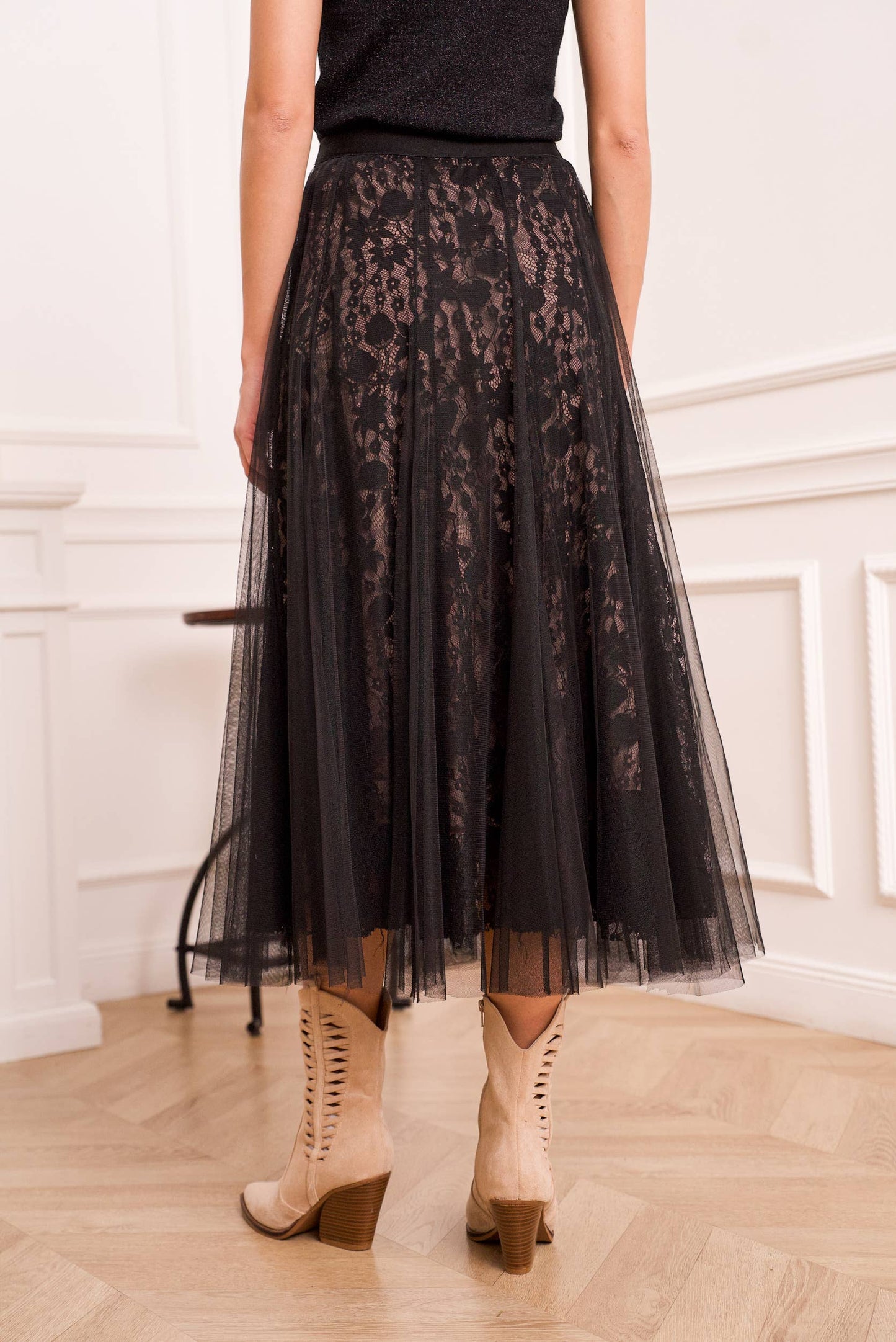 March Tulle Skirt With Lace Underlay