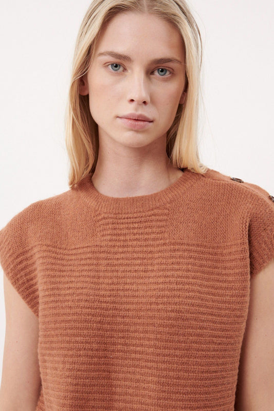 Hailey Knitted Cap Sleeve Sweater Tee - Ms.Meri Mak