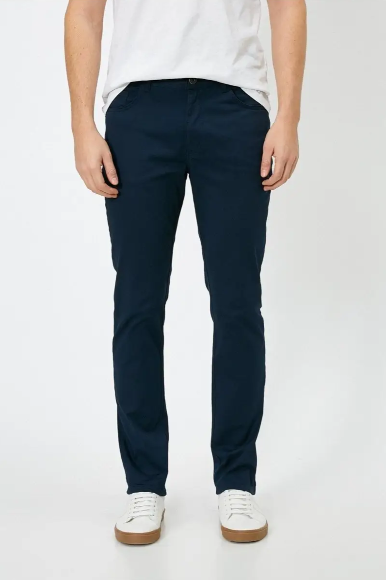 Slim Fit Twill Pants in Navy