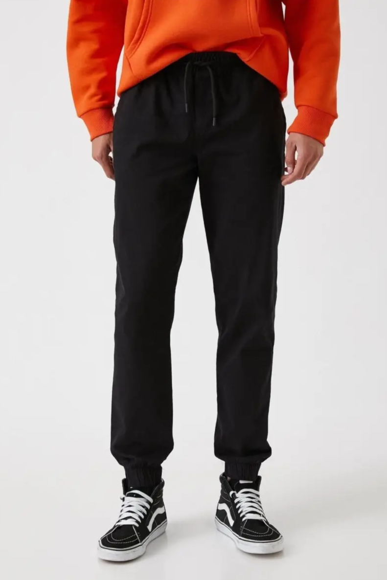 Koton Stretch Twill Jogger Pants in Black