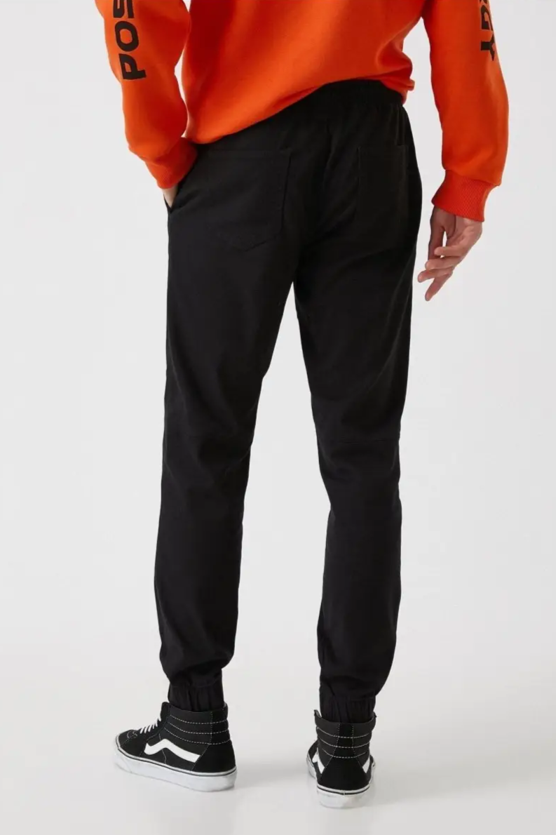 Koton Stretch Twill Jogger Pants in Black