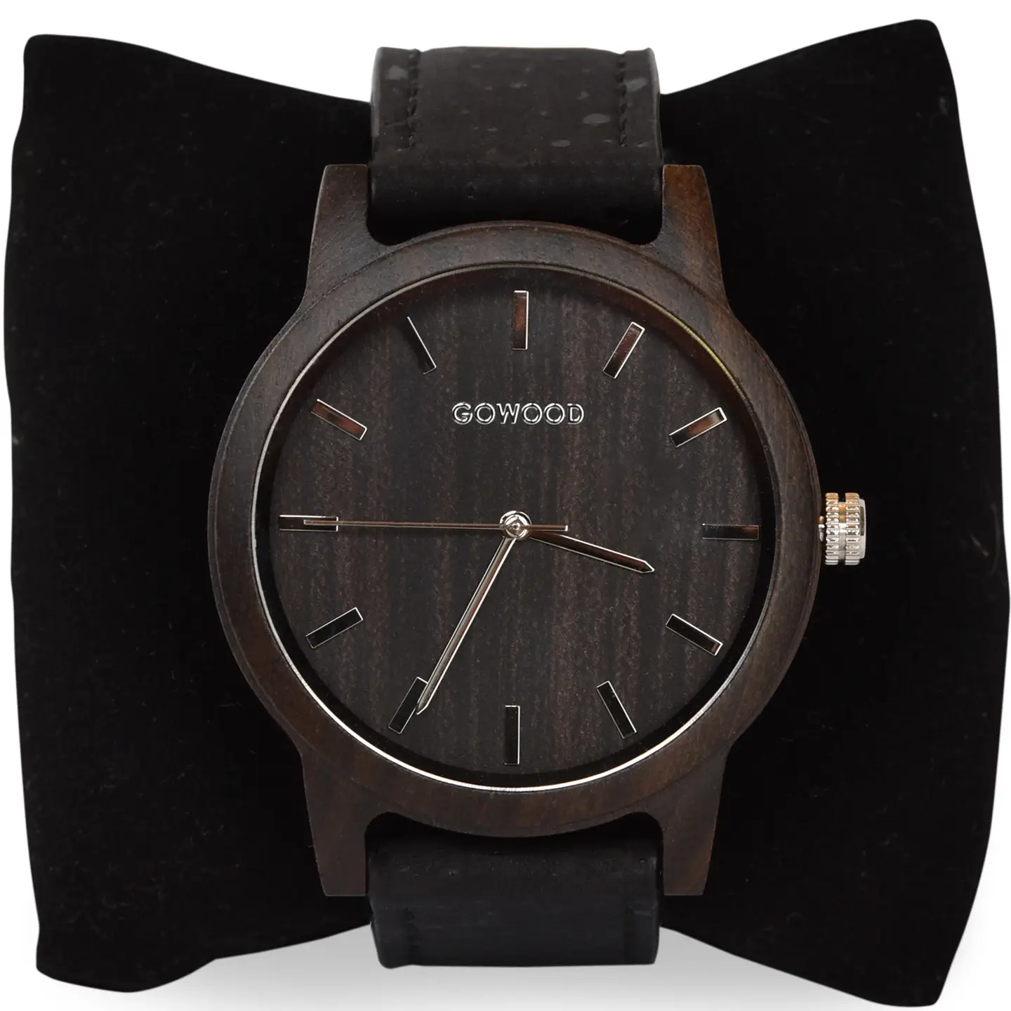 Montre en bois de santal noir avec bracelet en liège véritable