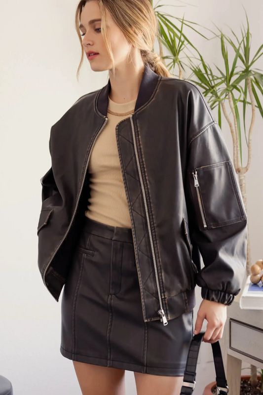 Breas Bomber Jacket in Chocolate