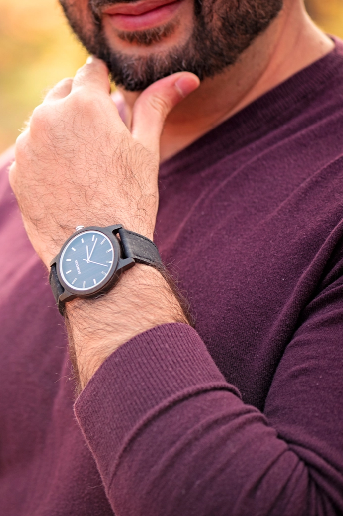 Black Sandalwood Watch with Real Cork Wristband