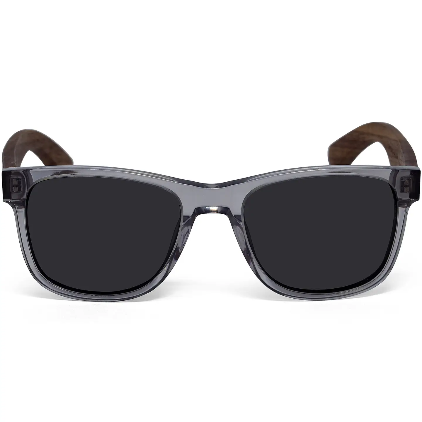 Walnut Sunglasses Transparent Frame Black Polarized Lenses