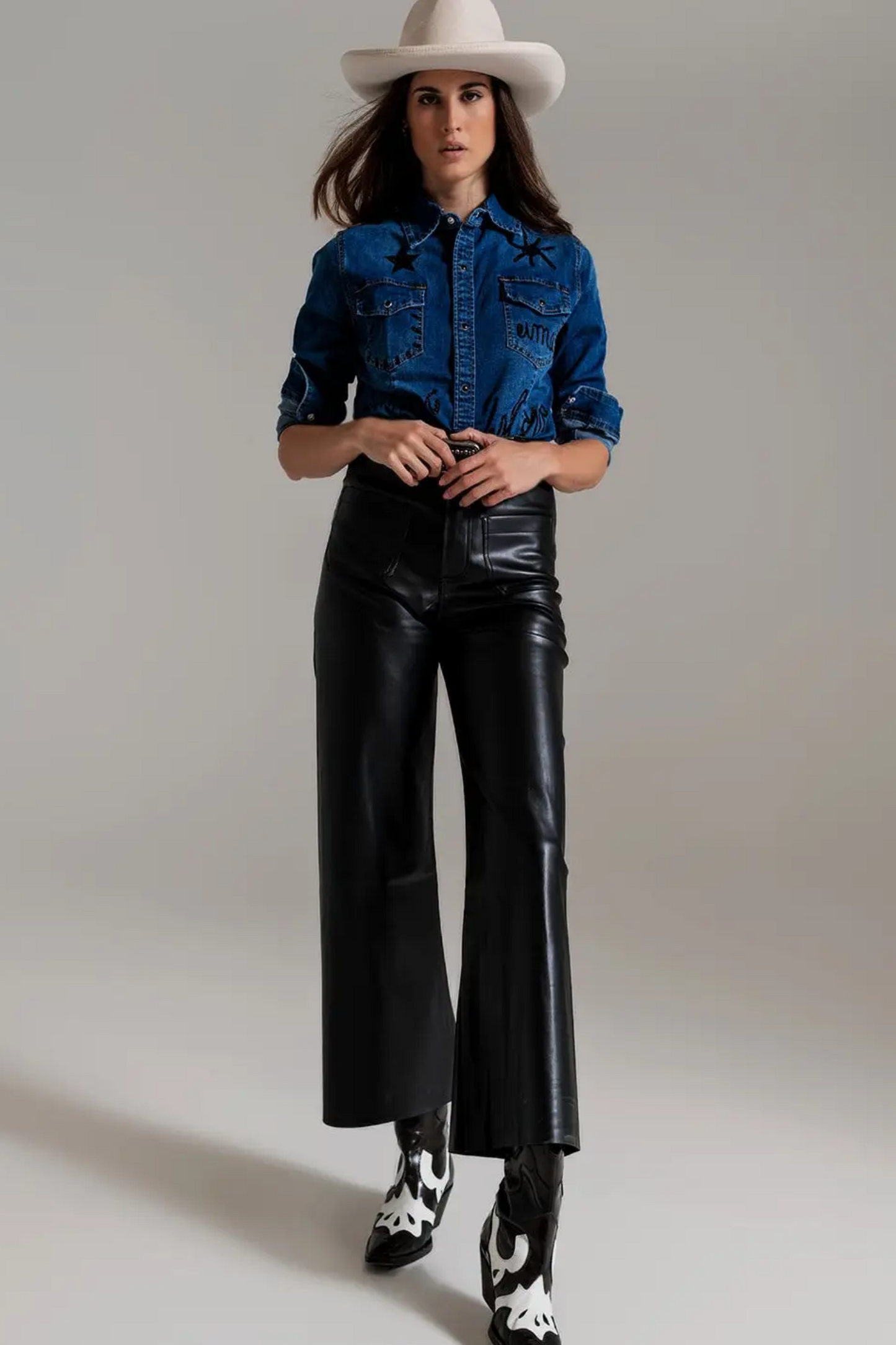 Sidney Faux Leather Wide Leg Pant