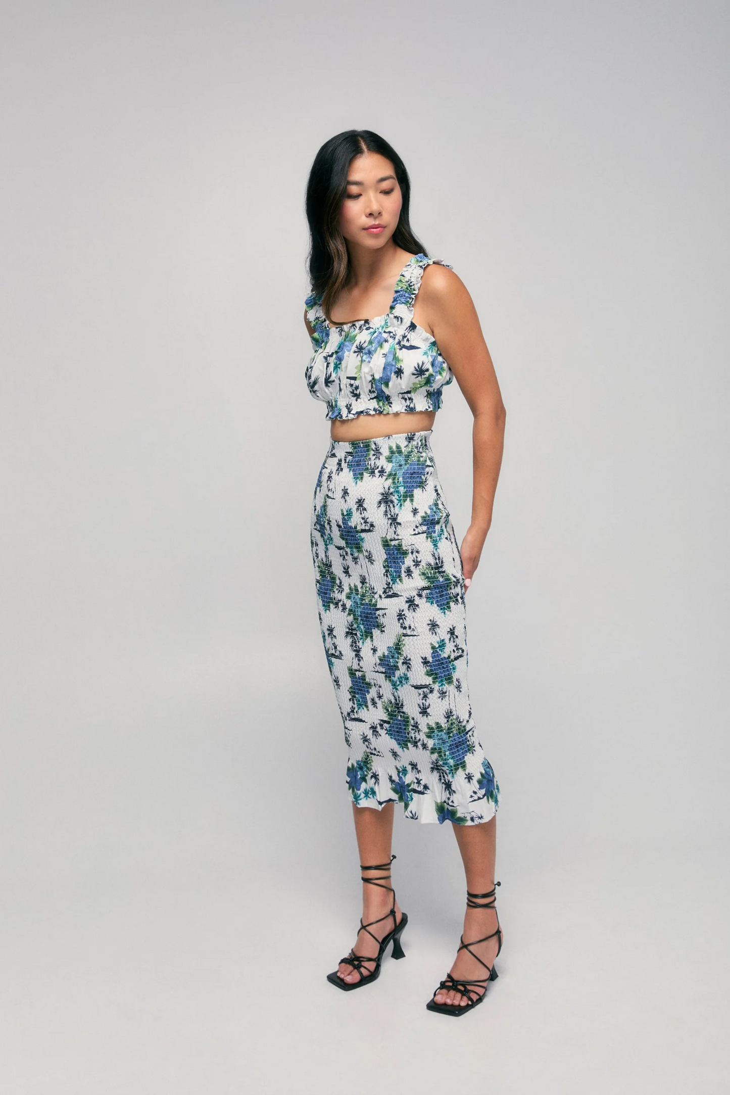 Ruched Floral Tank