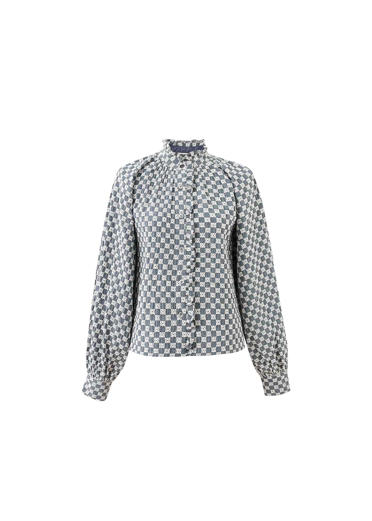 Chemise boutonnée Zinnia fluide à carreaux fleuris