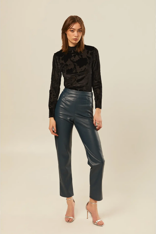 Hilary MacMillan Velvet & Mesh Burnout Mock Turtleneck