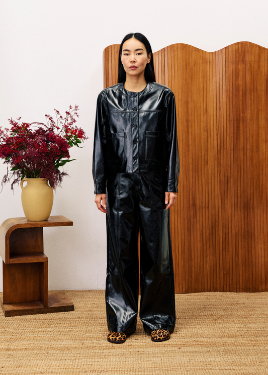 Hysope Black Faux Leather Jacket