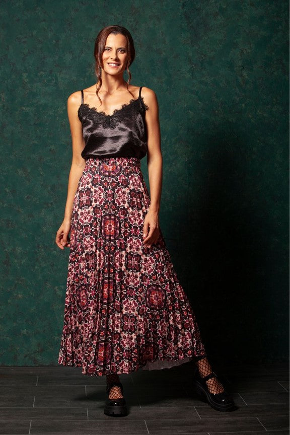 Floral Pleated Skirt - Ms.Meri Mak