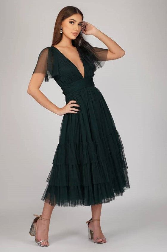 Collection Limited-Edition Waterfall Sleeve Tulle Dress - Ms.Meri Mak