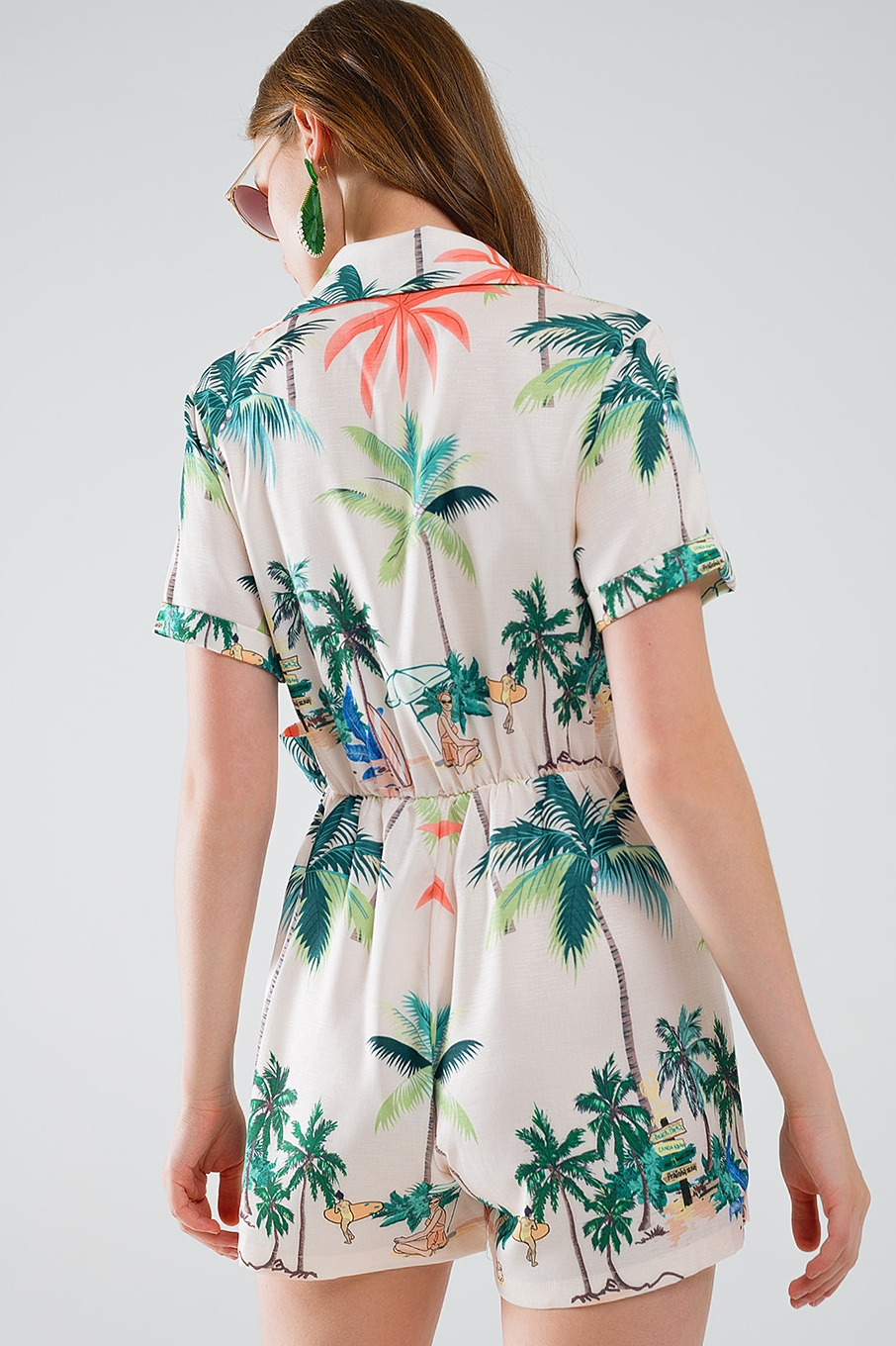 Tropical Wrap Romper Dress