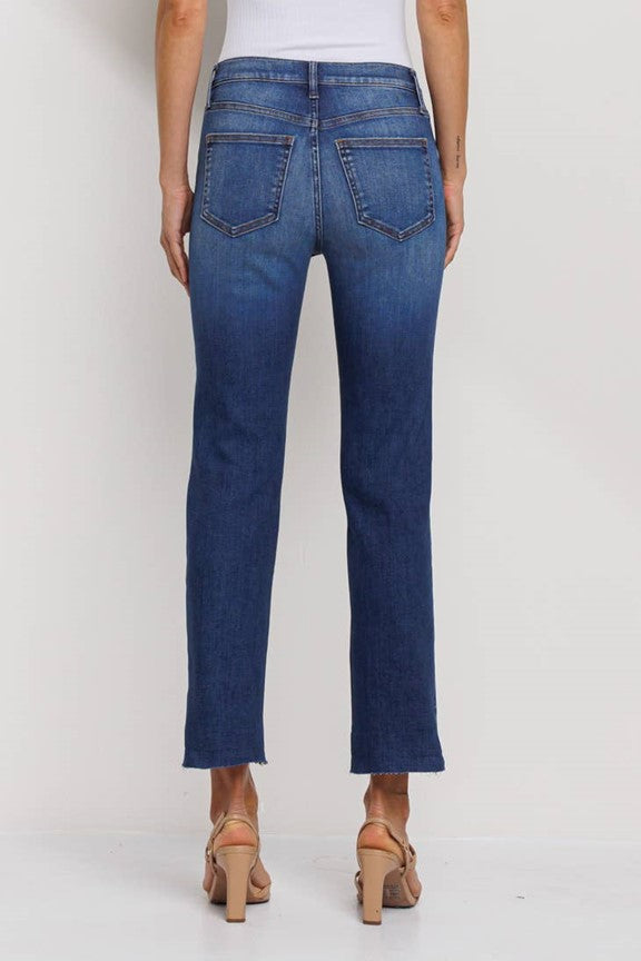 Curvy High Rise Slim-Straight Jean in Medium Wash - Ms.Meri Mak