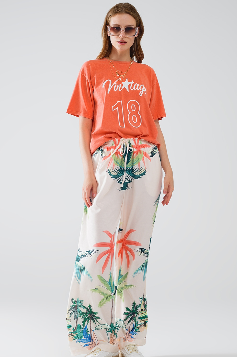 Relaxed Tropical Print Pants