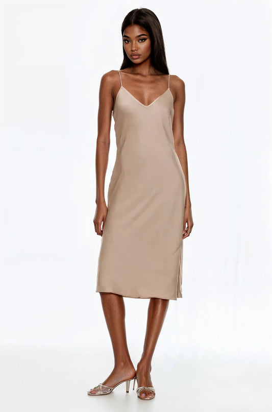 Simplified Summer Slip Dress- Champagne Brown