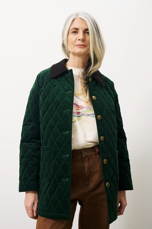 Laia Quilted Coat in Forest Green