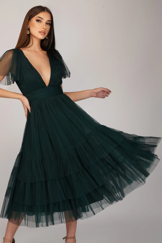 Collection Limited-Edition Waterfall Sleeve Tulle Dress