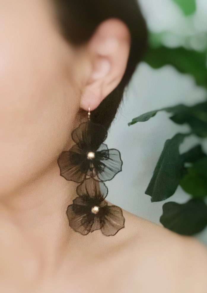 Boucles d'oreilles pendantes florales artisanales