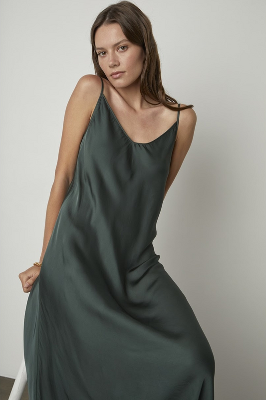 Poppy Satin Viscose Sleeveless Dress by Velvet