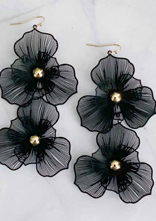 Boucles d'oreilles pendantes florales artisanales