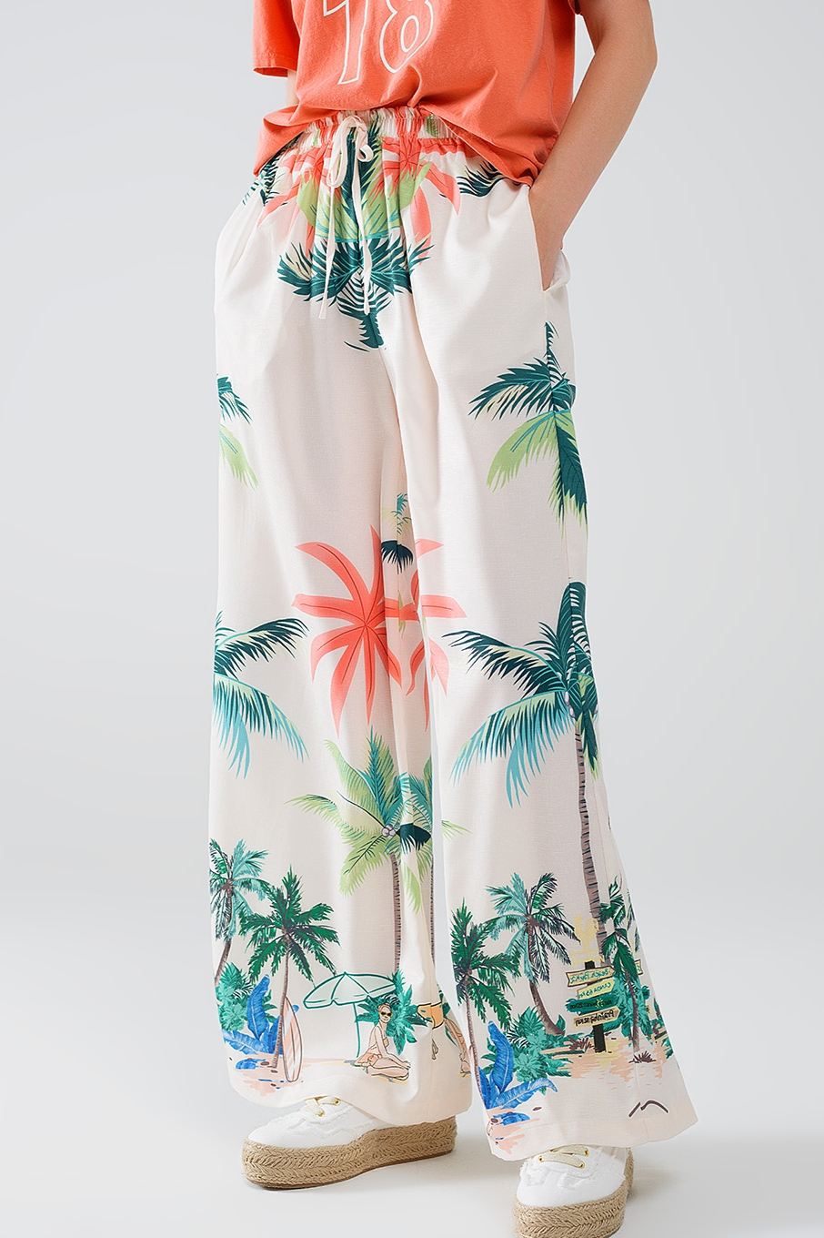 Relaxed Tropical Print Pants