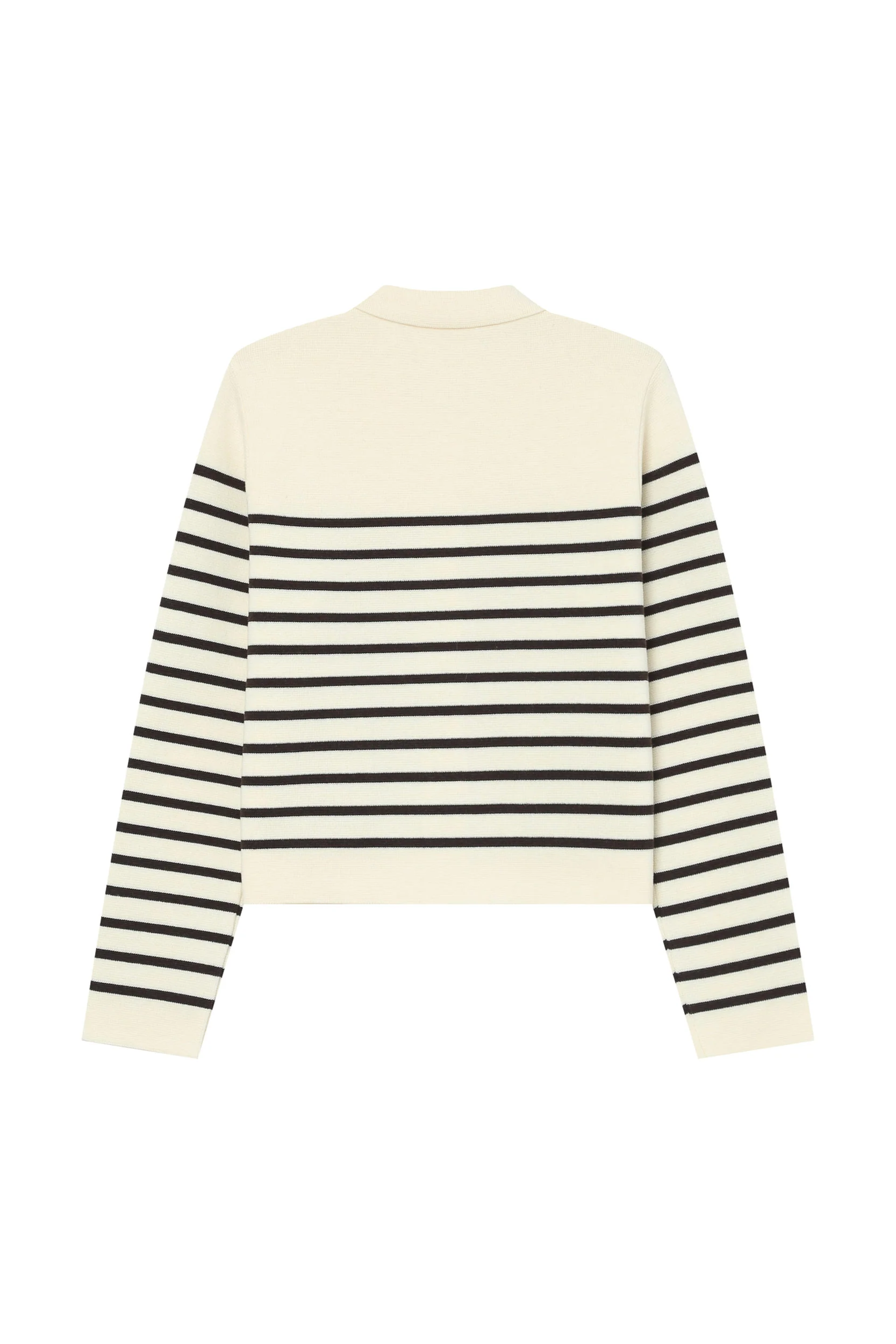Striped sweater with black and white stripes on a white background