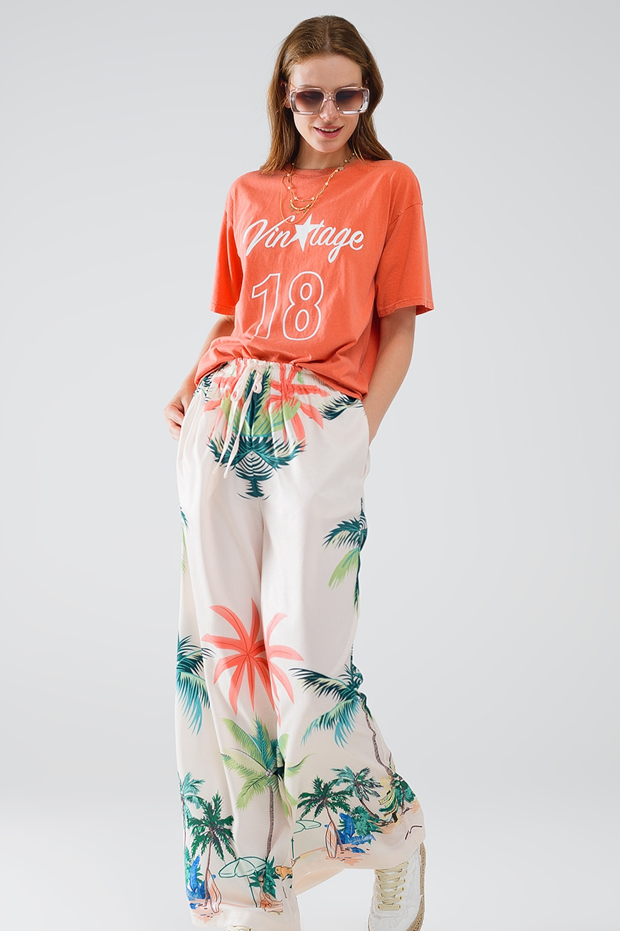 Relaxed Tropical Print Pants