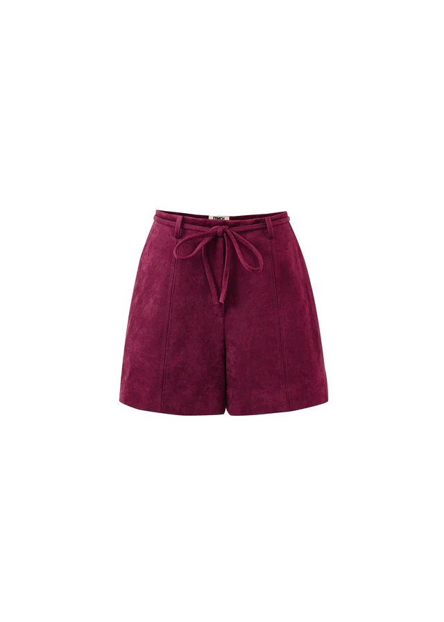 Ginette Bordeaux Faux Suede Shorts